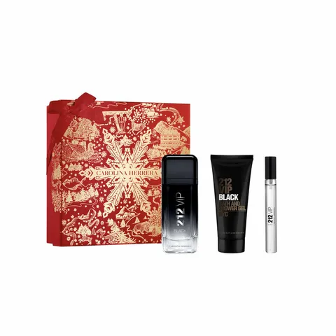 [Set] Carolina Herrera 212 Vip Black 3 Piece For Men EDP 3.4 oz