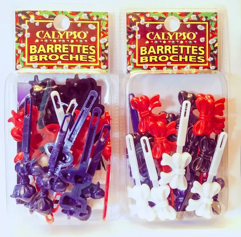 Calypso Hair Barrettes Bows Red White Blue Black