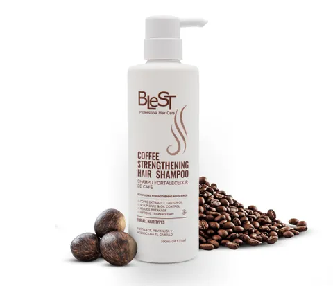 (6-pack) BLEST PROFESSIONAL Coffee Strengthening Hair Shampoo – Daily Silicone-Free Caffeine Shampoo for Hair Growth – Natural Anti Hair Fall Shampoo for Women and Men – 500ml
