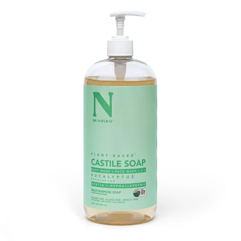 Dr. Natural Castile Liquid Soap Multi Use Body Wash Shampoo and Face Wash
