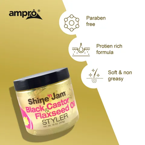 Ampro Shine N Jam Castor Oil and Flaxseed Gel Nourishes Tresses and Adds Shine