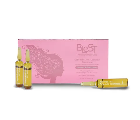 (5-pack) BLEST PROFESSIONAL HAIR CARE Anti-Hair Loss Ampoules for Growth with Ginger and Ginseng – Strengthening Ampoule Treatment for Thicker Fuller – Intensive Regrowth Treatment for Women – 10x10ml