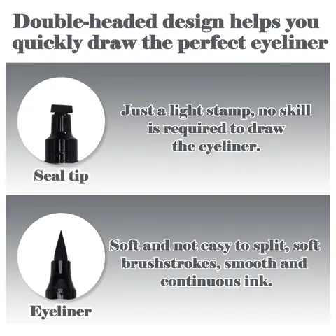 (24-pack) OZ LAB Winged Eyeliner Stamp & Liquid Pen Duo – Waterproof, Smudge-Proof, Dual-Ended Cat Eye Stamp for Perfect Wings – Long-Lasting Black Eyeliner for Beginners & Makeup Lovers