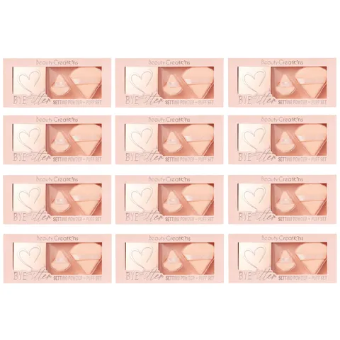 (12-pack) Beauty Creations Bye Filter Pink Cloud Setting Powder + Puff (Set)