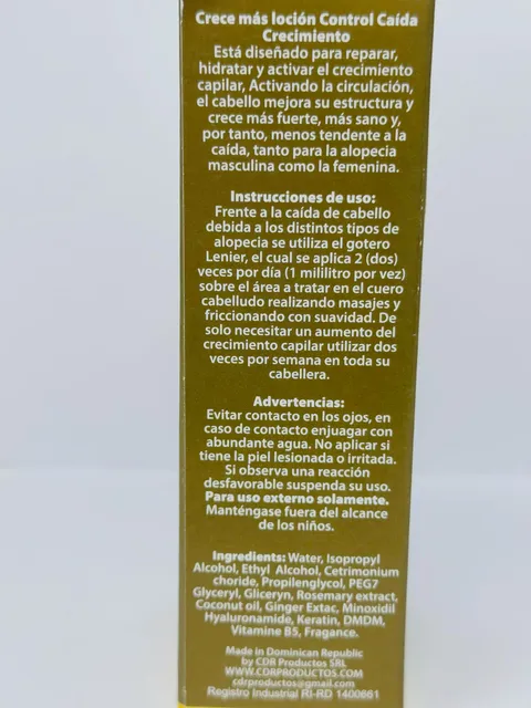 Lenier Crece Mas Hair Lotion Control Fall and Growth W/ Ginger Coconut Rosemary
