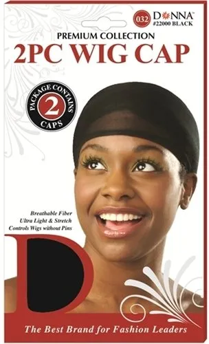 Donna Collection Wig Cap Black 2 Count