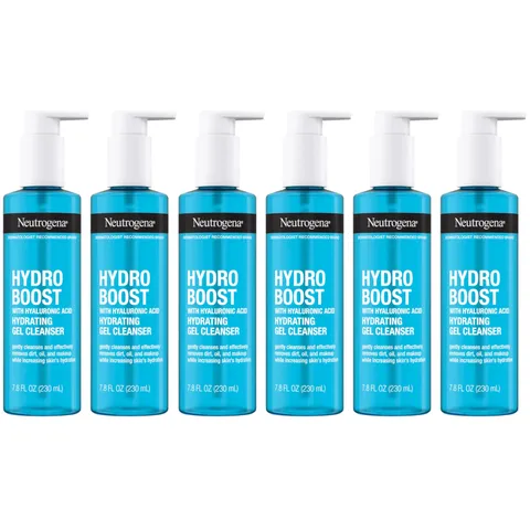 (6-pack) Neutrogena Hydro Boost Cleanser Water Gel 200ml Hydrating Face Wash with Hyaluronic Acid