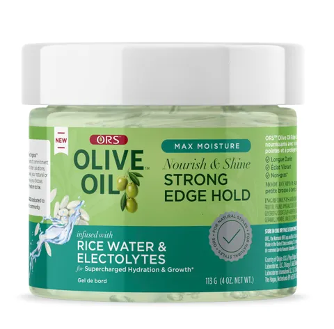 Olive Oil Max Moisture Nourish Shine Strong Hold Edge Gel With Rice Water