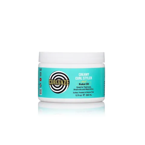 Curldaze Creamy Curl Styler With Kukui Oil Vitamins A C and E. Moisturizing and