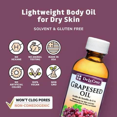 De la Cruz Grapeseed Oil Natural Expeller Pressed Grapeseed Oil for Skin and