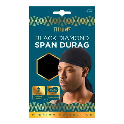 Titan Sport Black Diamond Span Durag Black 1 Ea