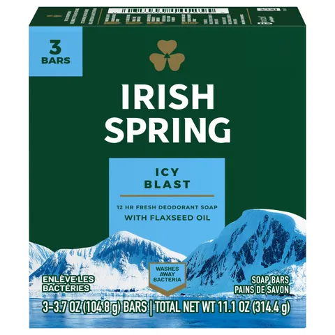 Irish Spring Bath Bar 3 X Bars Icy Blast 3.75 oz