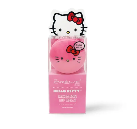 (6-pack) The Crème Shop x Sanrio Hello Kitty Macaron Lip Balm (Hello Kitty Icing On The Cake) Korean Cute Scented Pocket Portable Soothing Advanced Must-Have on-the-go