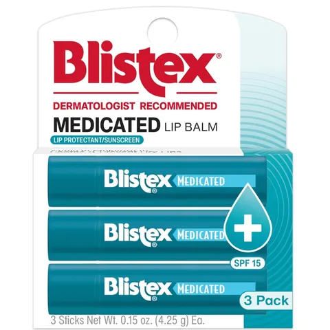 Blistex Medicated Lip Balm 3 Count Prevent Dryness Chapping Spf 15 Sun