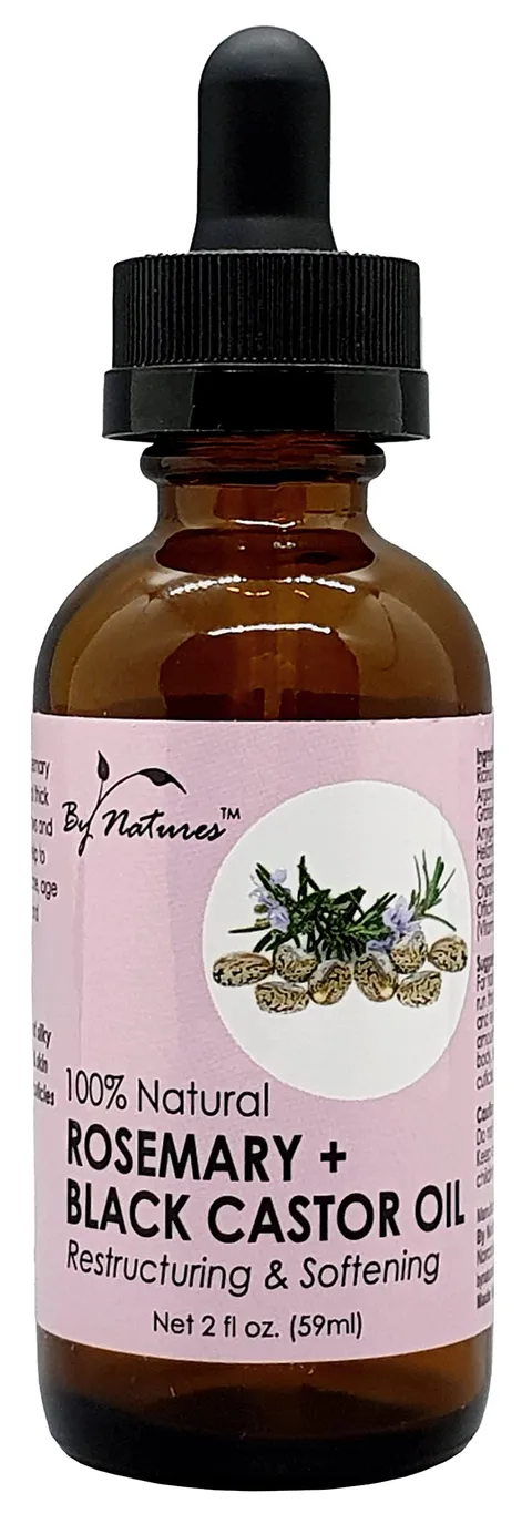By Natures 100% Natural Rosemary + Black Castor Oil 2 Fl Oz