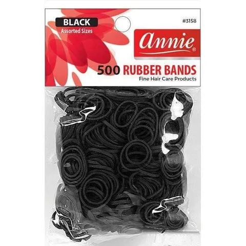 Annie Rubber Bands Asst Size 500ct Black