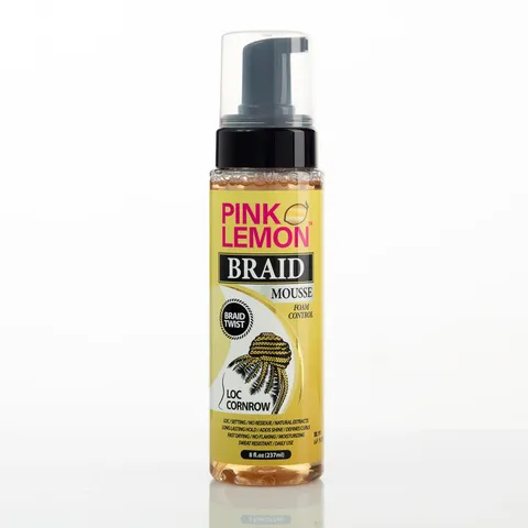 Pink Lemon Braid Mousse Foam Control for Loc and Cornrow Styling 8 Fl Oz