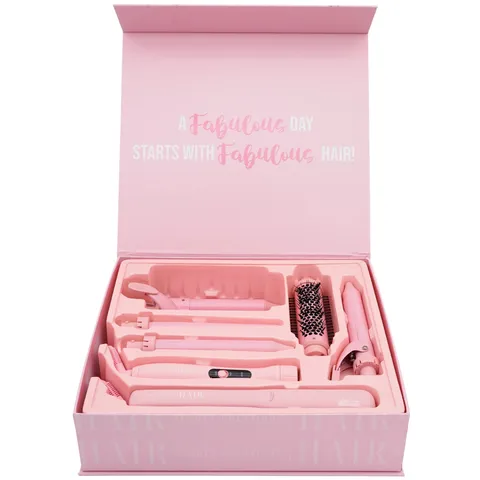 (1) Beauty Creations - 5 in 1 Multitasker Hair Styling Set, Wand and Straightening Iron, Pink