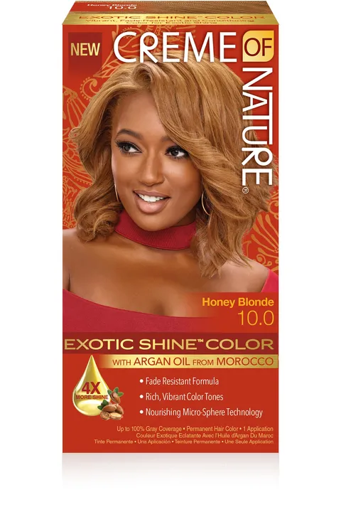 Exotic Shine Hair Color By Creme of Nature 10.0 Honey Blonde With Argan Oil