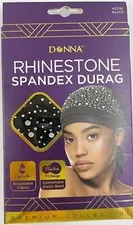 Donna Rhinestone Spandex Durag 22192 Black 1 Ea