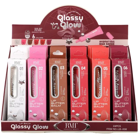 (24-pack) Romantic Beauty Glassy Glow Lip Butter Balm