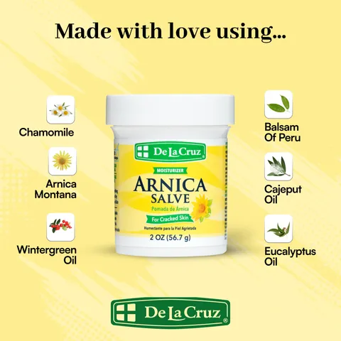 De la Cruz Arnica Salve Foot Cream for Dry Cracked Heels and Feet Moisturizing