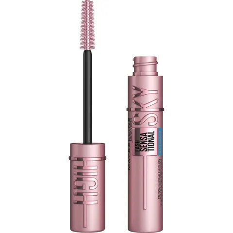 (6-pack) Maybelline Lash Sensational Sky High Waterproof Mascara Makeup, Volumizing, Lengthening, Defining, Curling, Multiplying, Buildable Formula, Very Black, 1 Count