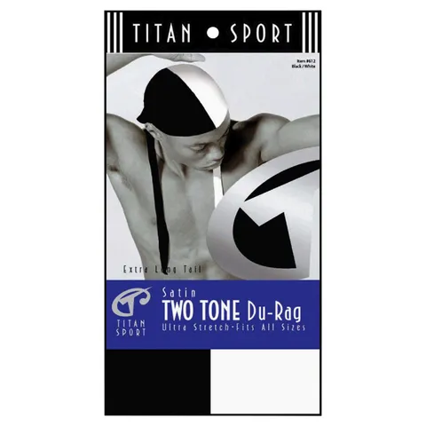 Titan Sport Satin Two Tone Du Rag Black/white