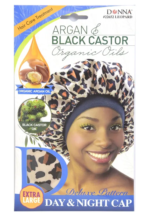 Donna Deluxe Pattern Day and Night Cap Argan Black Castor Oil Hair Care