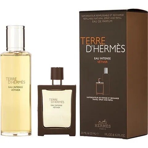 [Set] Terre D'hermes Eau Intense Vetiver By Hermes Refill For Men EDP 1 oz