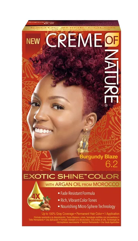 Exotic Shine Hair Color By Creme of Nature 6.2 Burgundy Blaze With Argan Oil