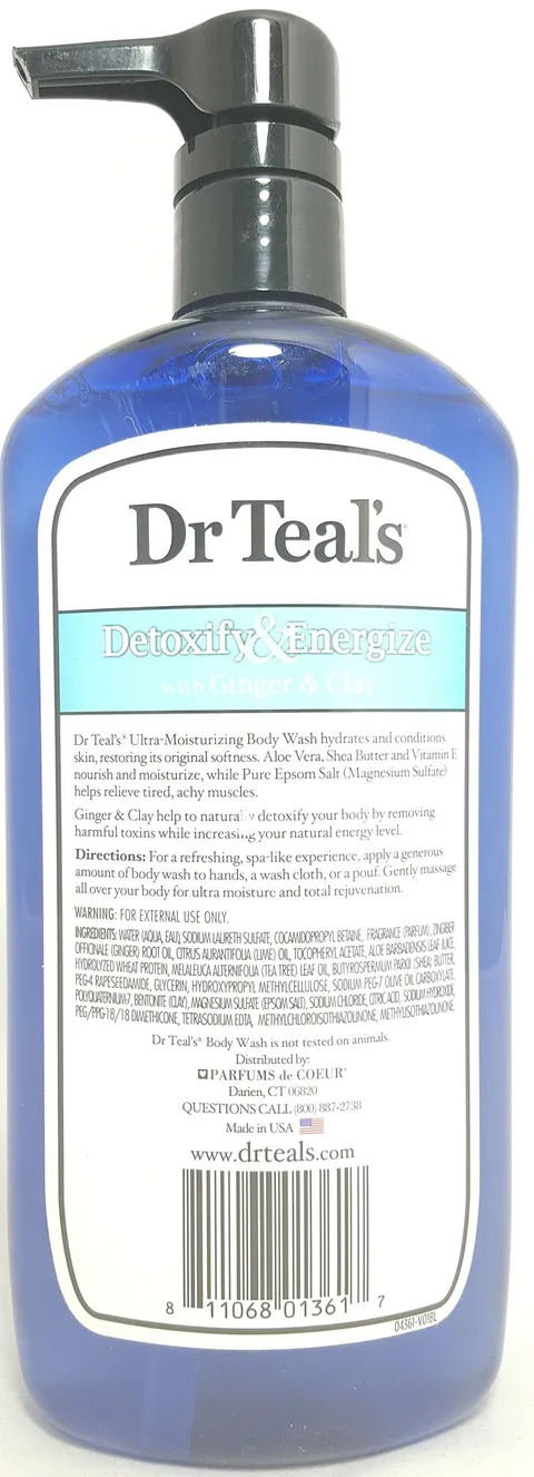 Dr Teal's Body Wash With Pure Epsom Salt Ify and Energize Ginger Clay Detox 24