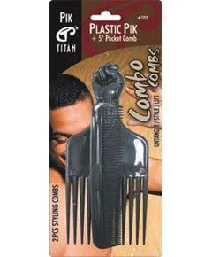 Titan Plastic Hair Pick Black
