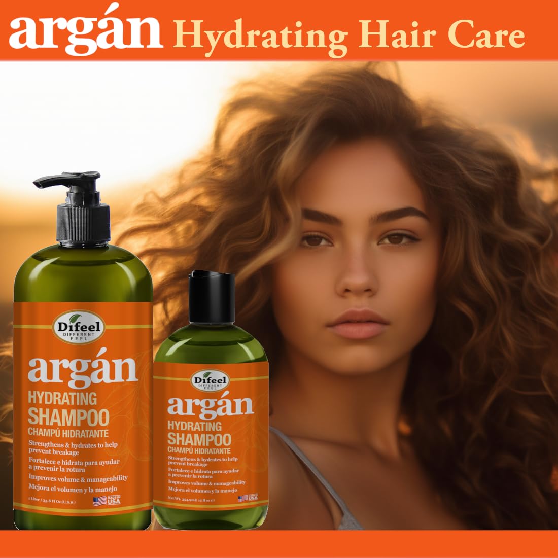 Difeel Argan Hydrating Shampoo . Natural Sulfate Free Argan Oil Shampoo for - Thumbnail 3