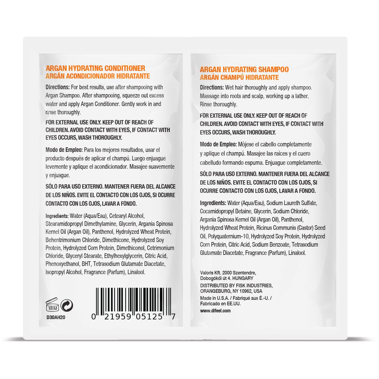 Difeel Hydrating Shampoo Conditioner Dual Packet . Travel Size Shampoo - Thumbnail 2