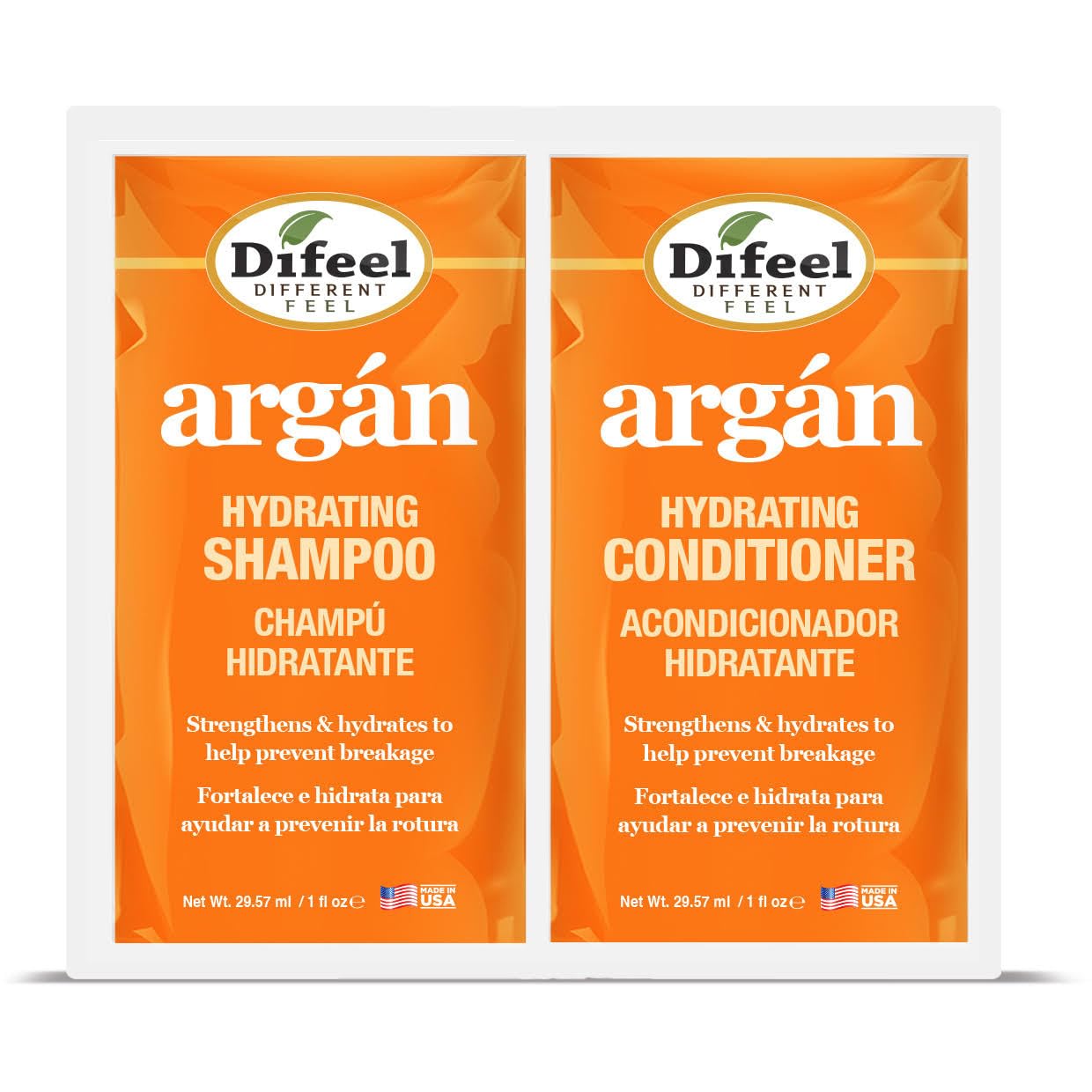 Difeel Hydrating Shampoo Conditioner Dual Packet . Travel Size Shampoo