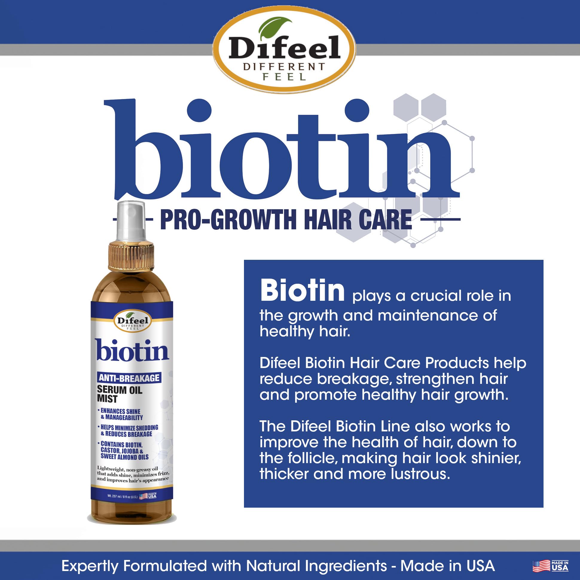 Difeel Biotin Anti Breakage Serum Oil Mist . Nourishing Anti Frizz Serum - Thumbnail 3