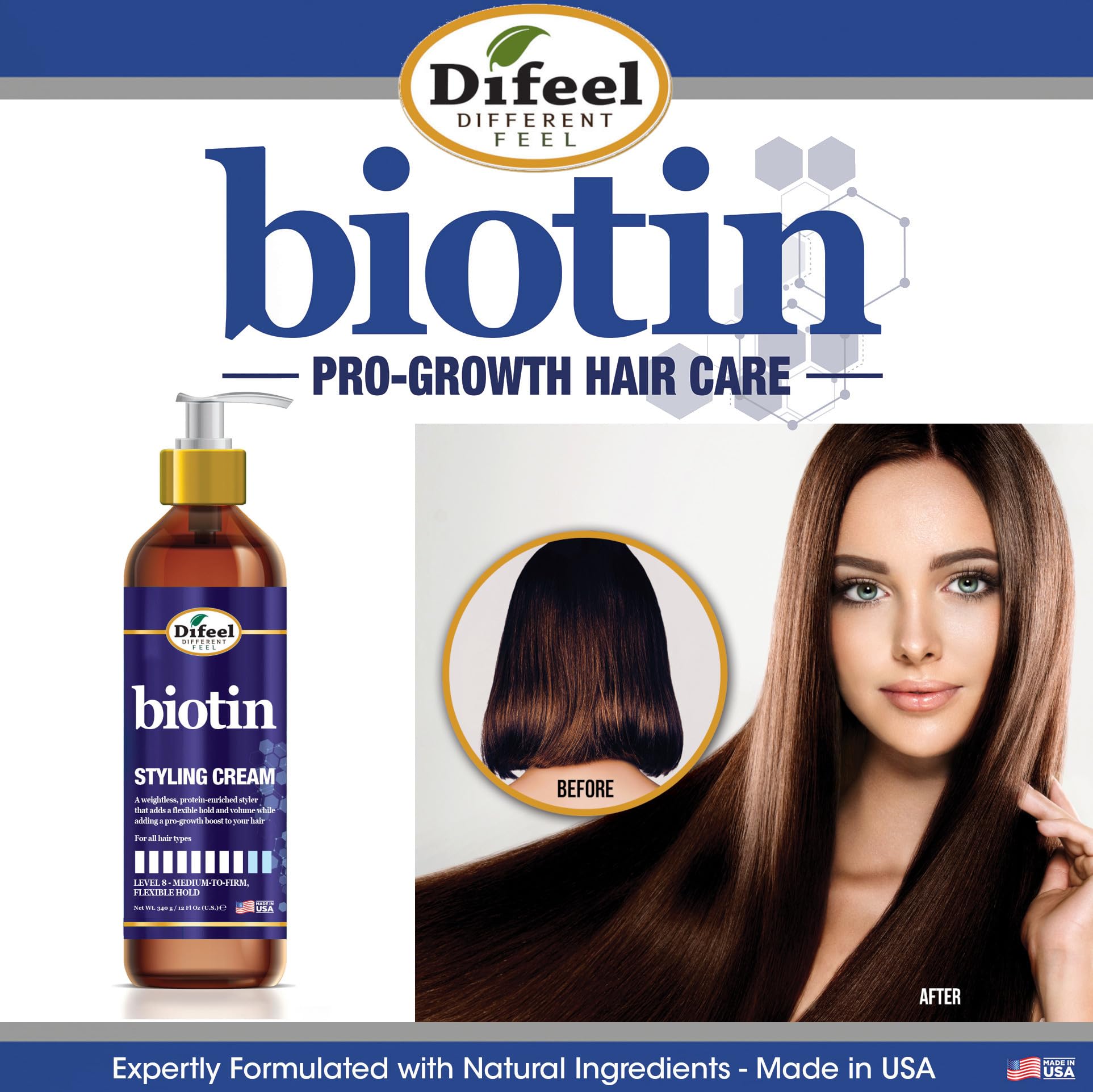 Difeel Biotin Styling Cream Level 8:medium To Firm Flexible Hold Styling Cream - Thumbnail 2