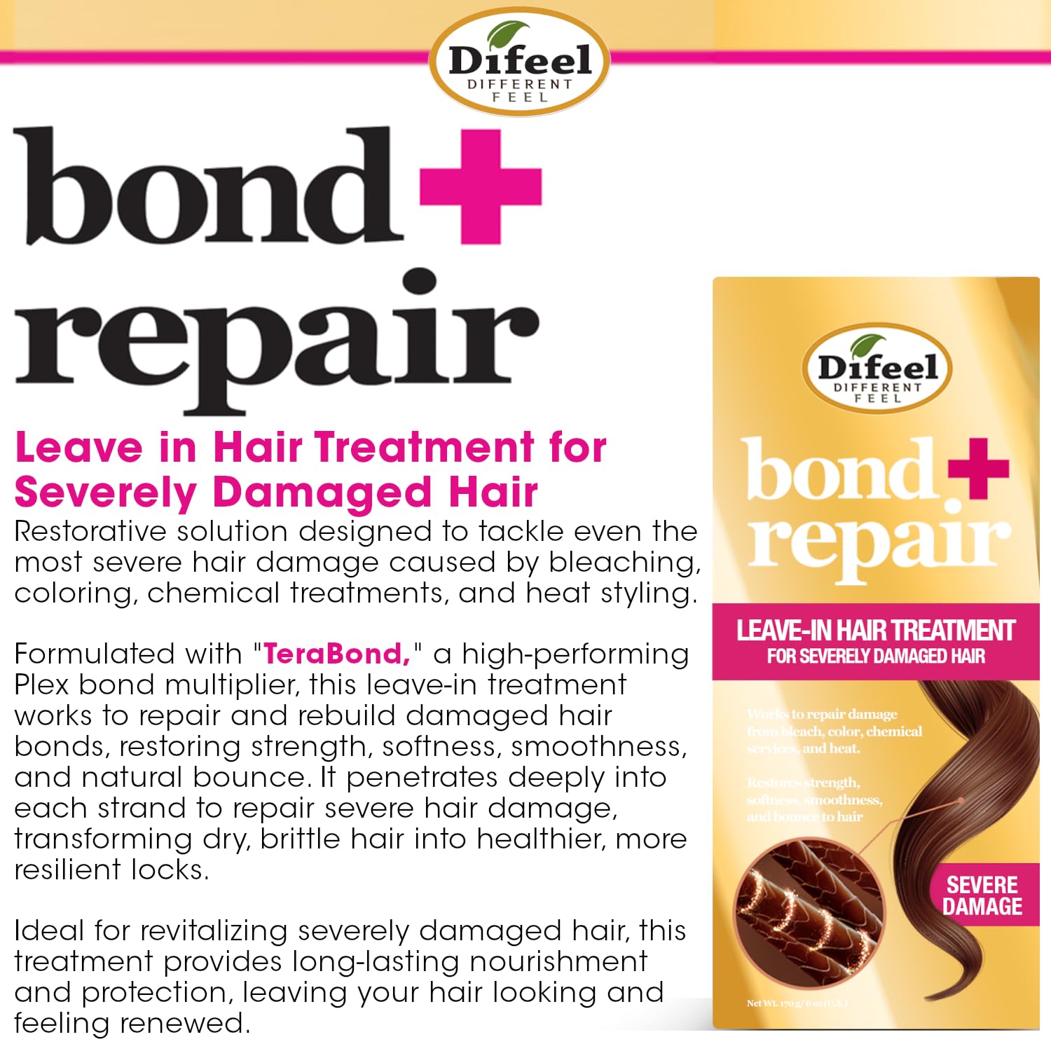Difeel Bond Repair Leave In Hair Treatment for Severely Damaged Hair . Deep