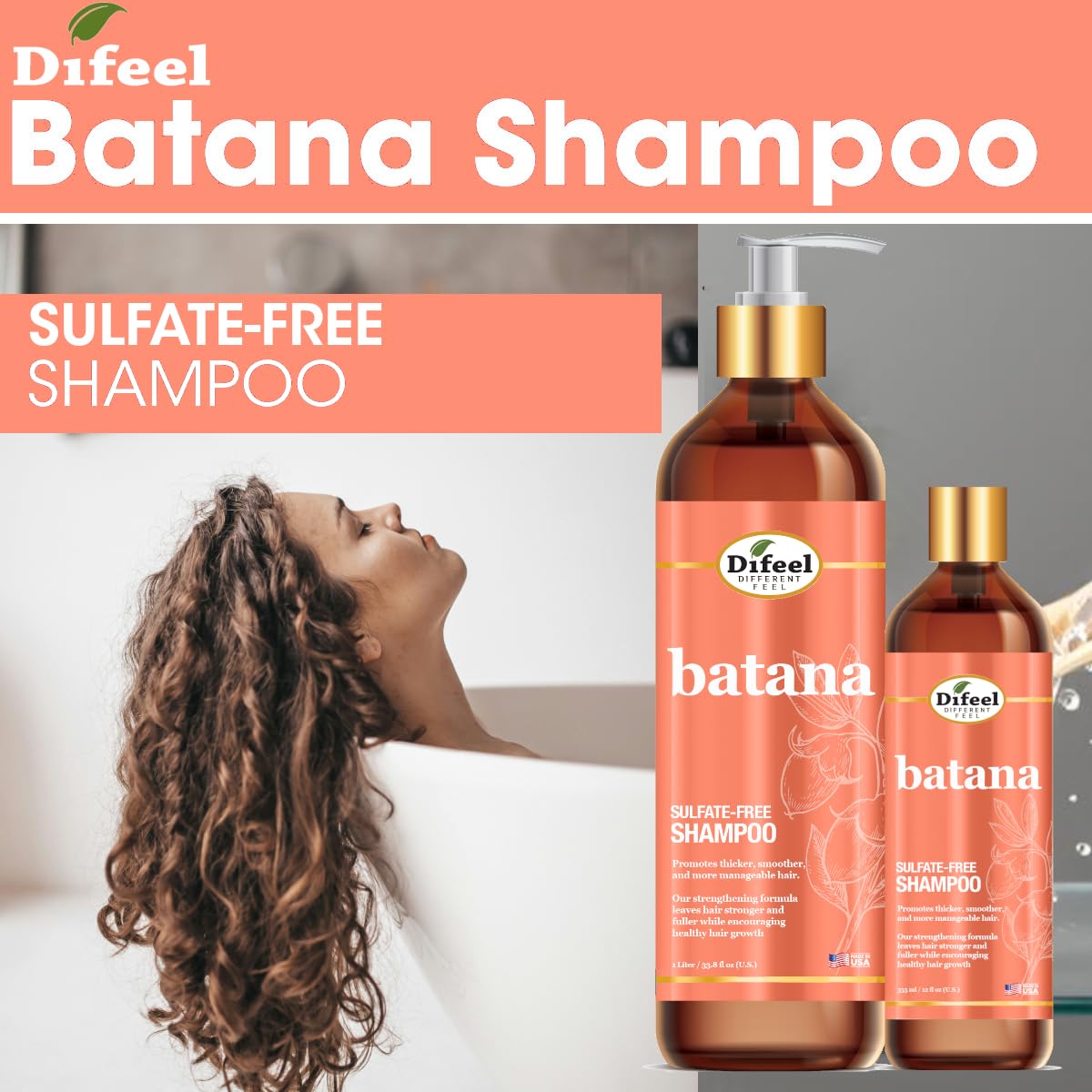 Difeel Batana Shampoo Strengthening Sulfate Free Shampoo for Thicker Smoother - Thumbnail 3