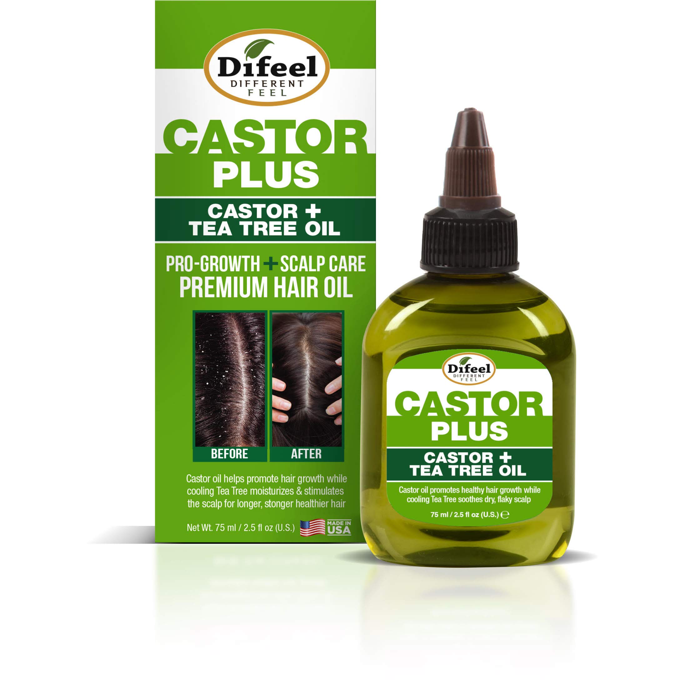 Difeel Castor Plus Tea Tree Pro Growth + Scalp Care Hair Oil . 2.5 oz - Thumbnail 2