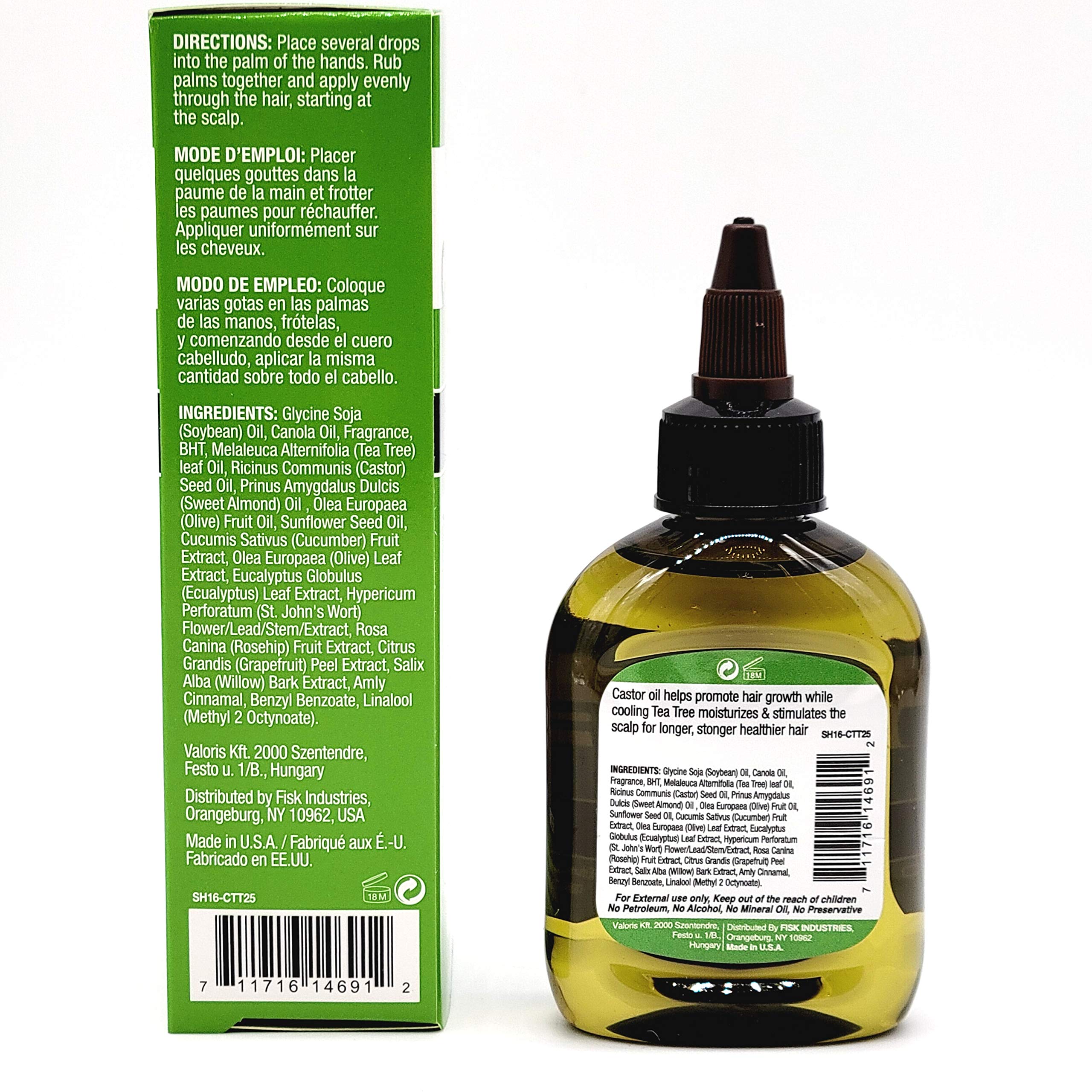Difeel Castor Plus Tea Tree Pro Growth + Scalp Care Hair Oil . 2.5 oz