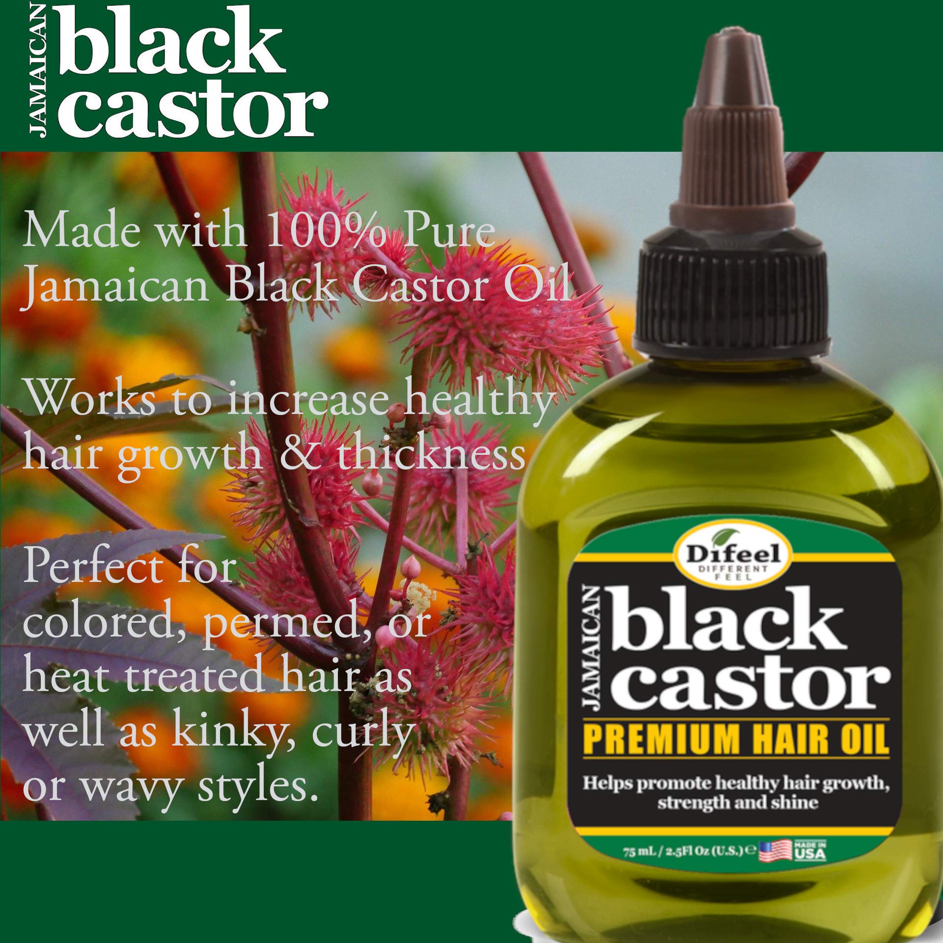 Difeel Superior Growth Jamaican Black Castor Hair Oil . 2.5 oz - Thumbnail 2