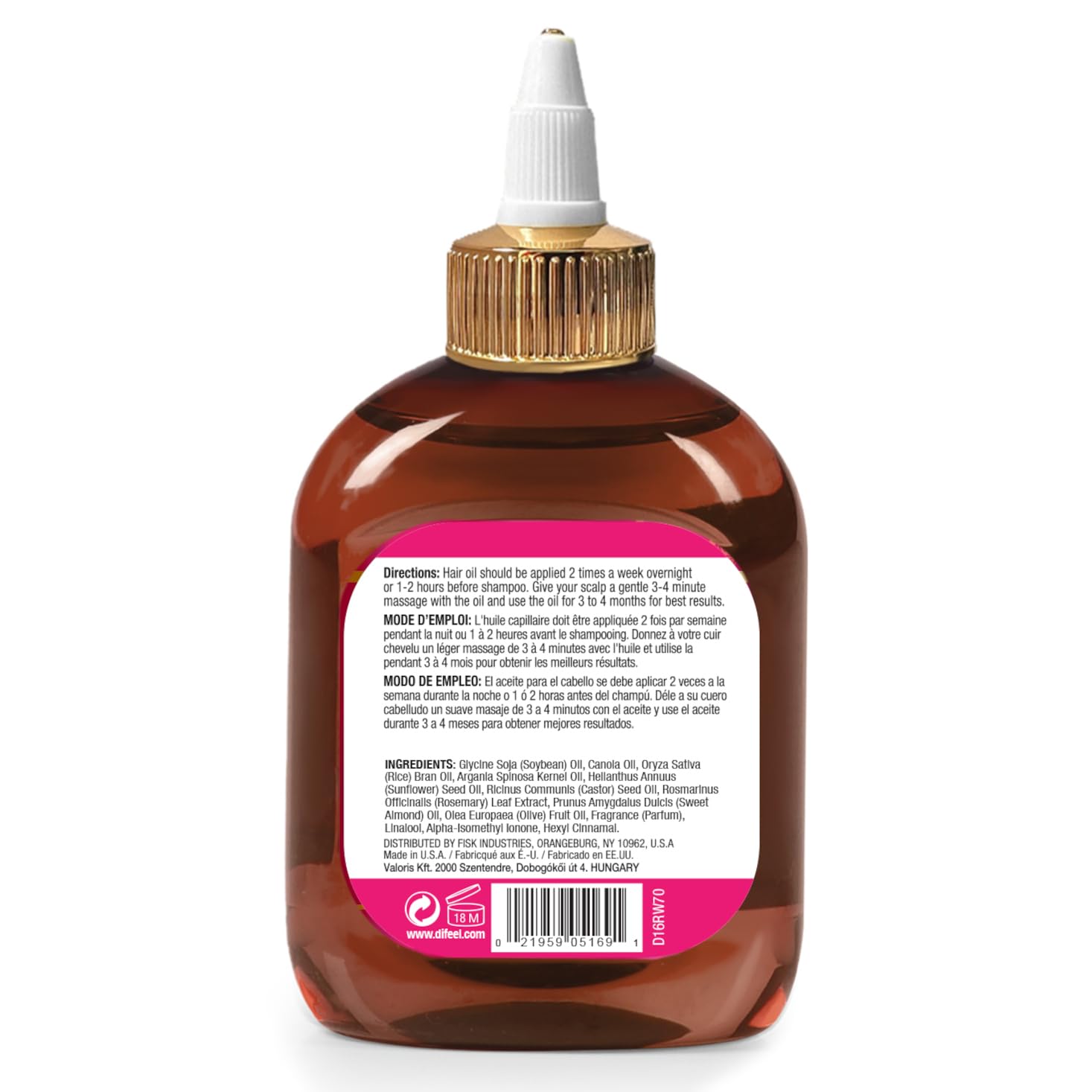 Difeel Rice Water Hair Oil . Strengthening Rice Water Moisturizer for Hair 7.1