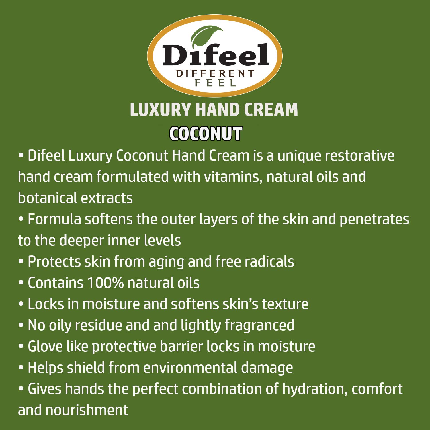 Difeel Therapeutic Moisturizing Hand Cream With Coconut Oil 1.4 oz