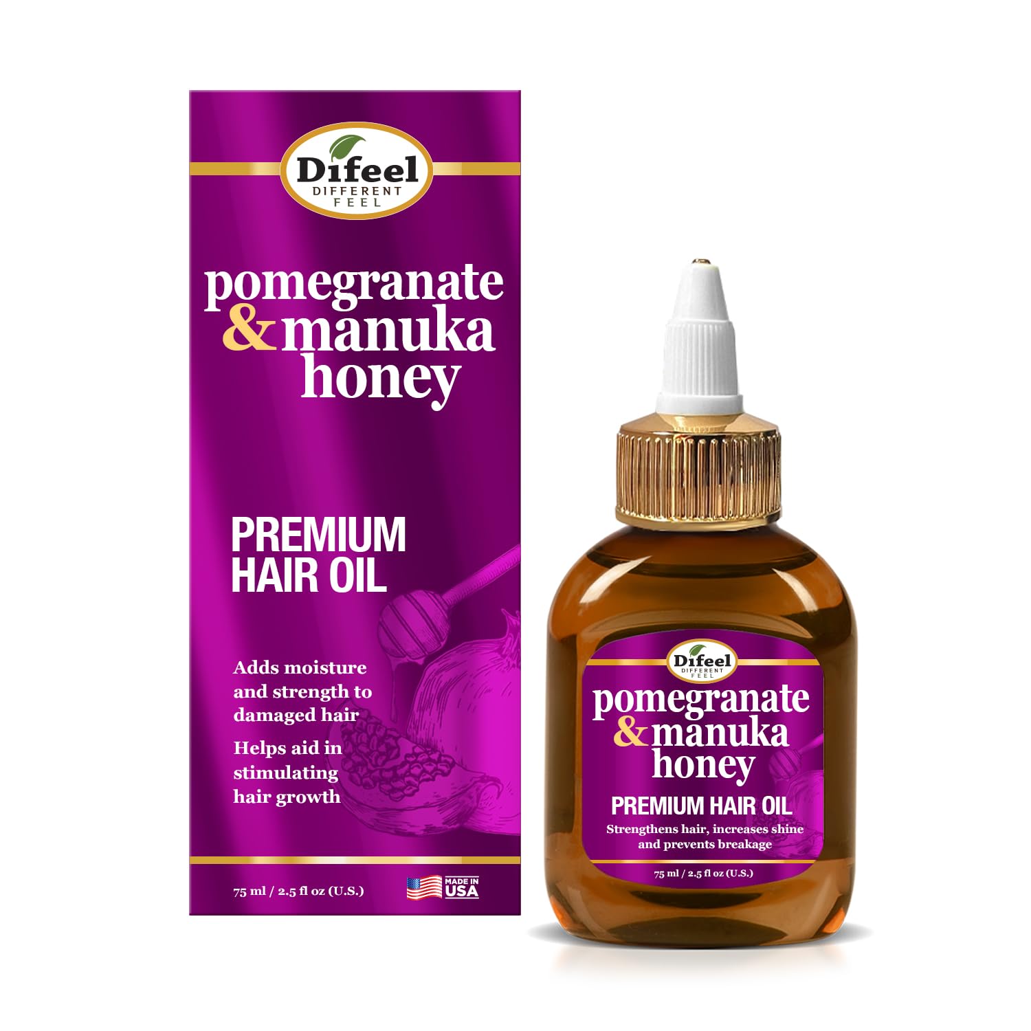 Difeel Pomegranate Manuka Honey Hair Oil . Travel Size Growth Stimulating - Thumbnail 2