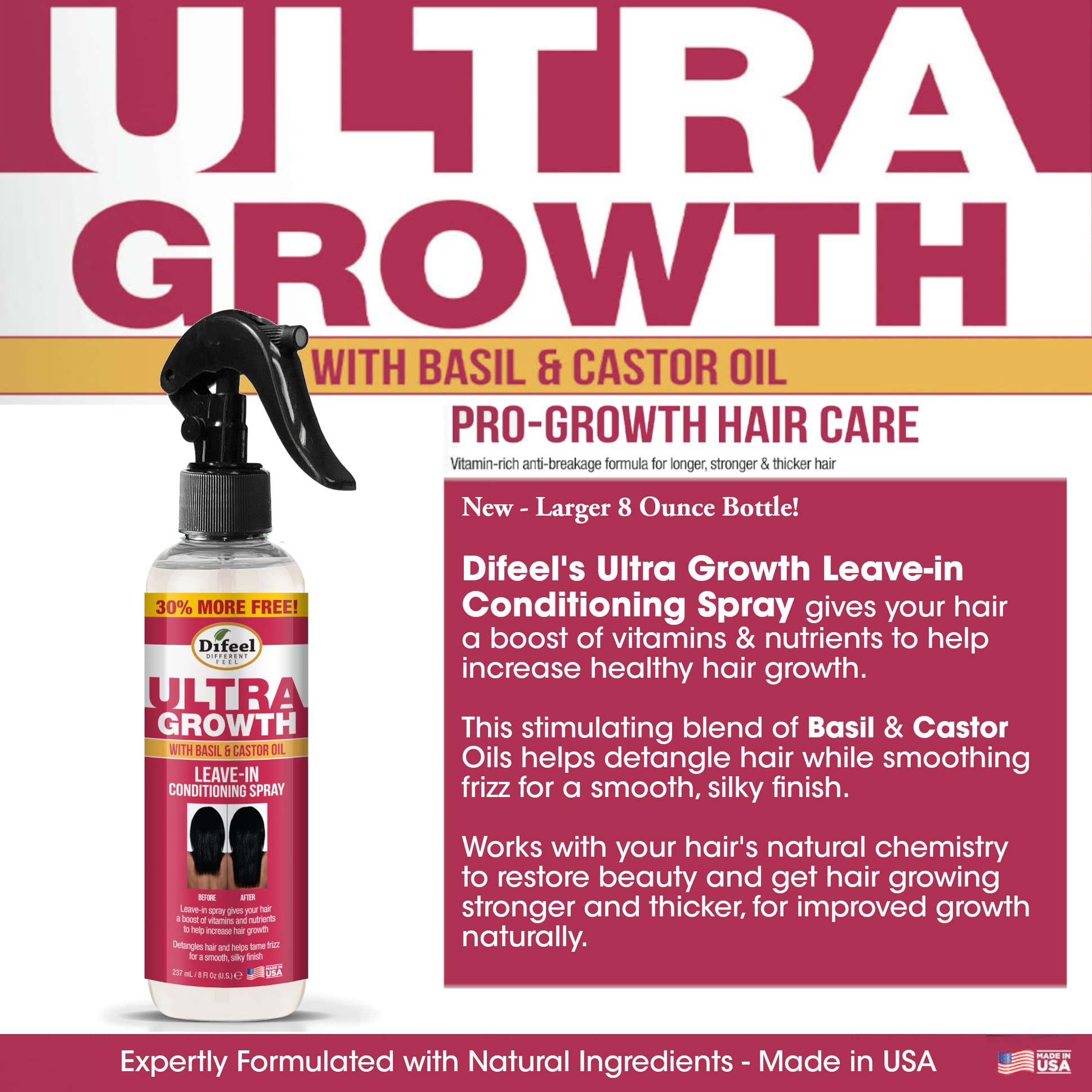 Difeel Ultra Growth Basil Castor Hair Oil Leave In Conditioning Treatment . - Thumbnail 3