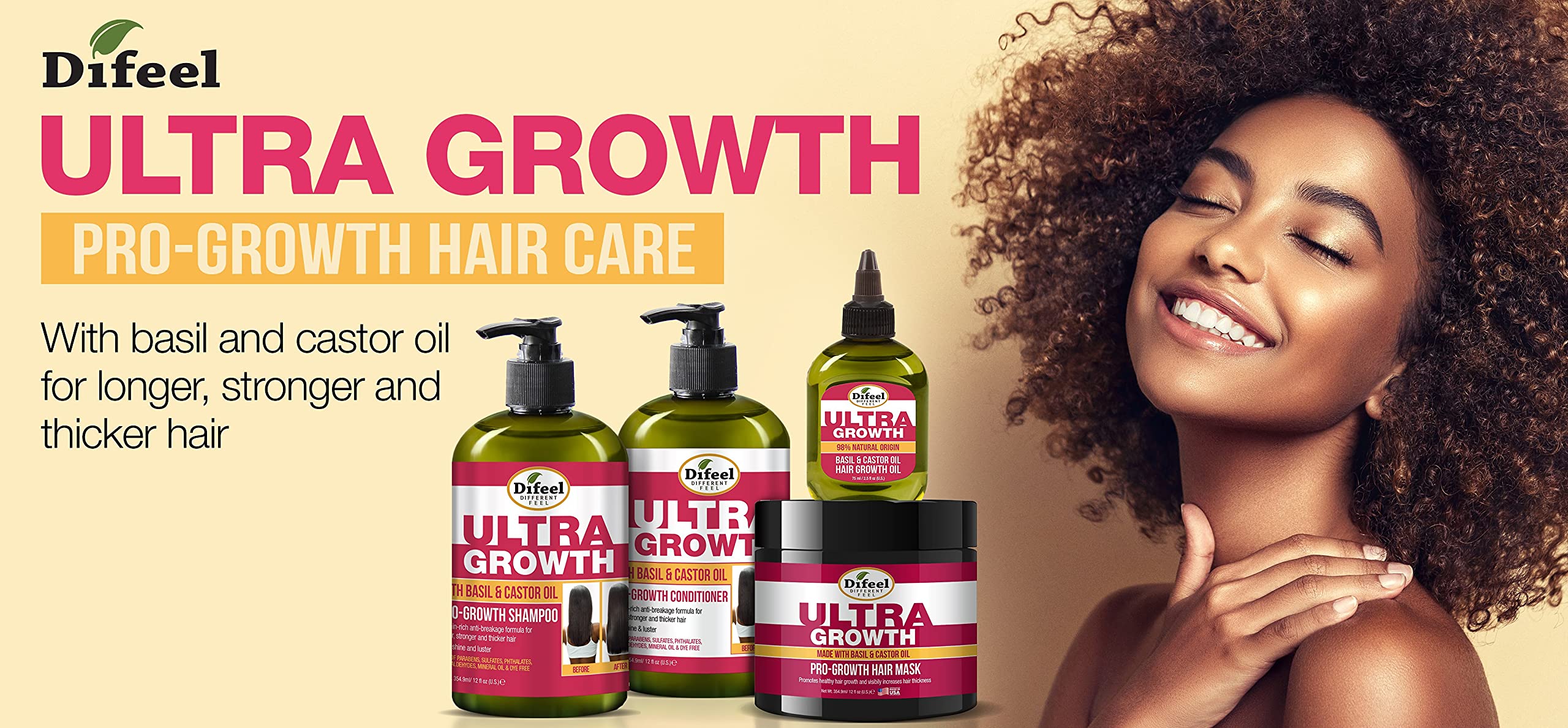 Difeel Ultra Growth Basil Castor Hair Oil Leave In Conditioning Treatment .