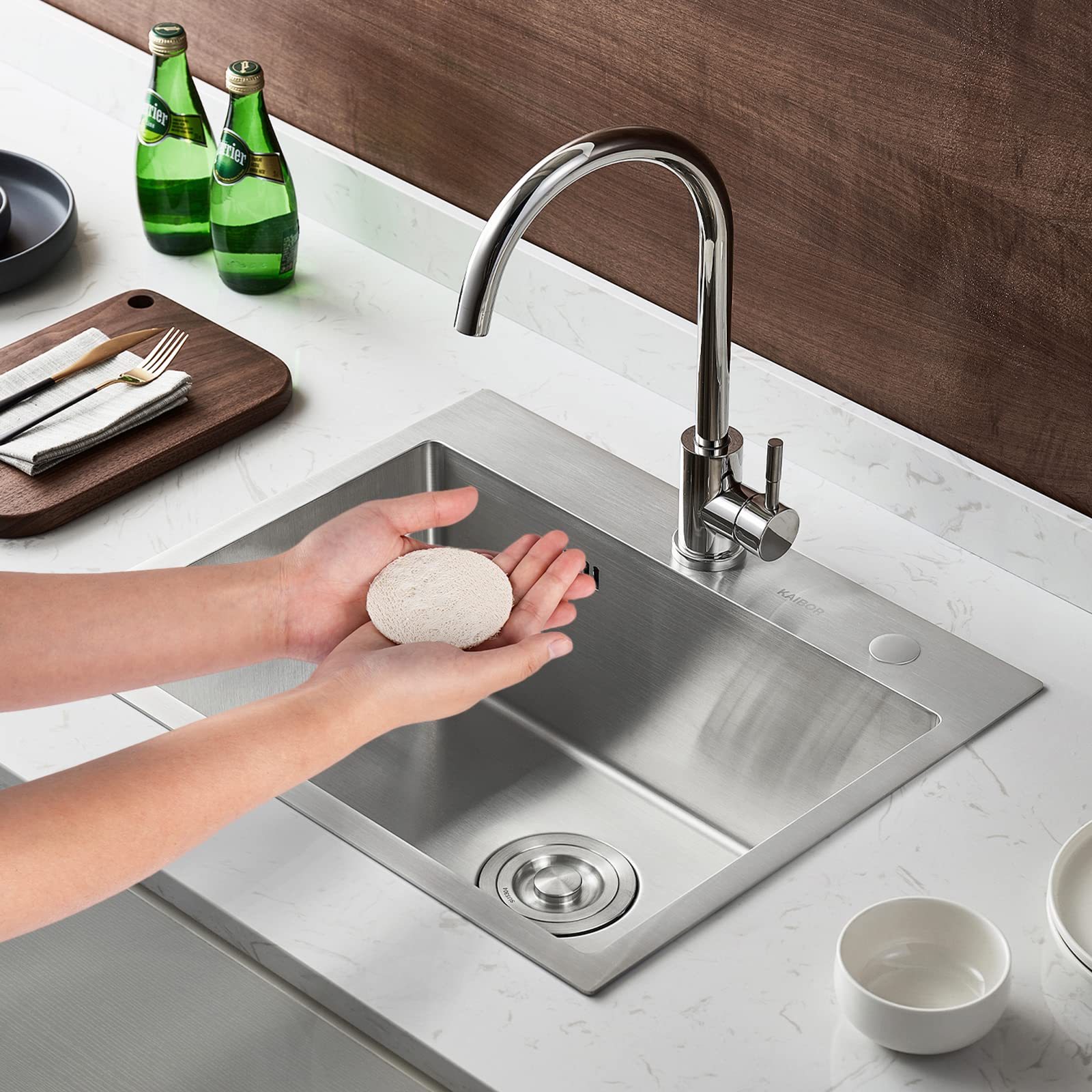 Discrubbables® Biodisposable Expanding Dish Loofahs Pack of 24 | Natural - Thumbnail 3