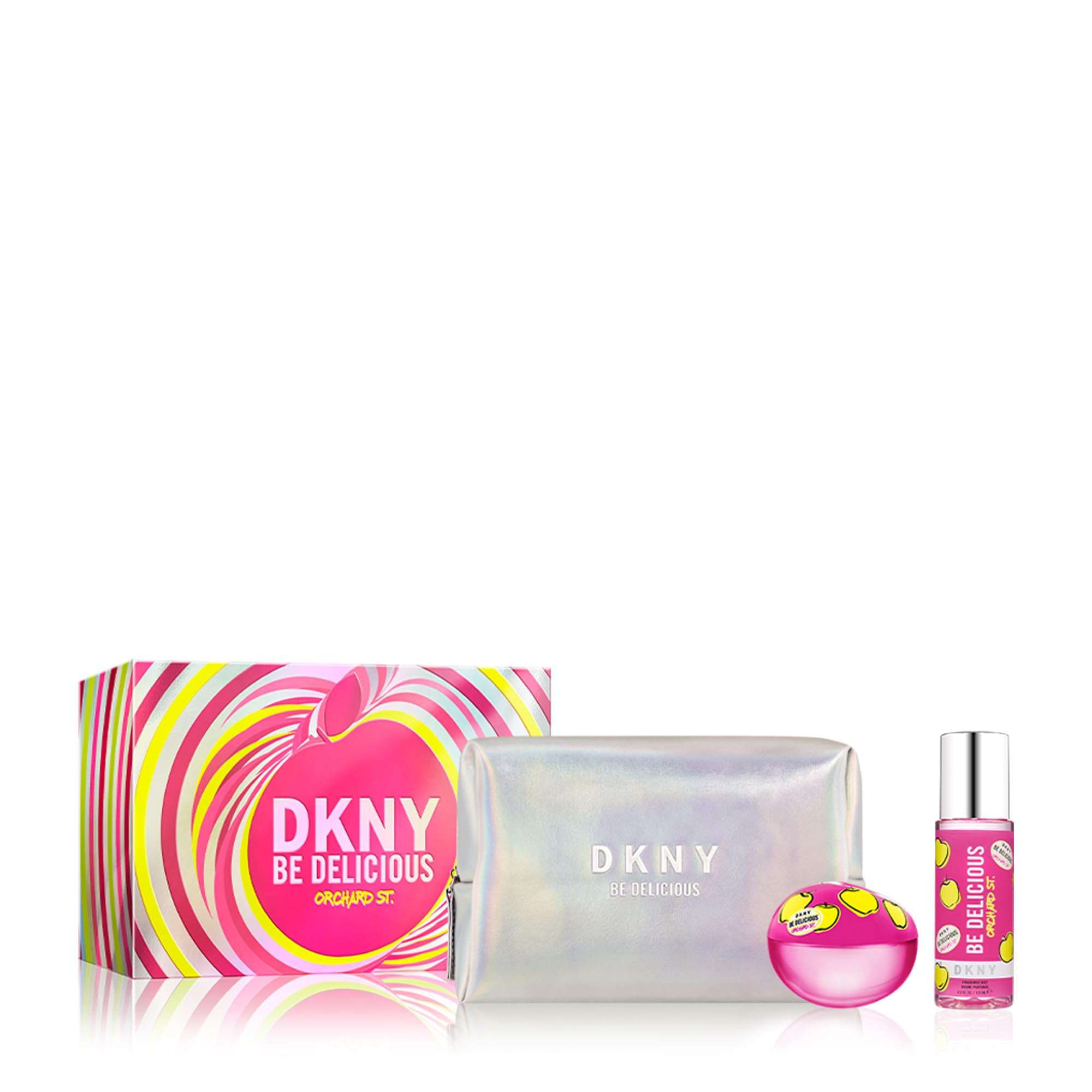 DKNY BE DELICIOUS ORCHARD ST(W)(H/B)(LI FREE)3PC SET(3.4oz edp sp,4.2oz Fragrance Mist,Pouch)